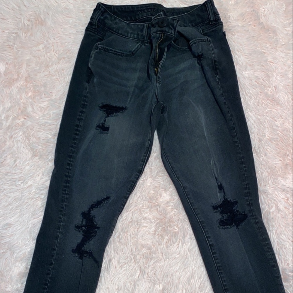 American Eagle Black Ripped Jean